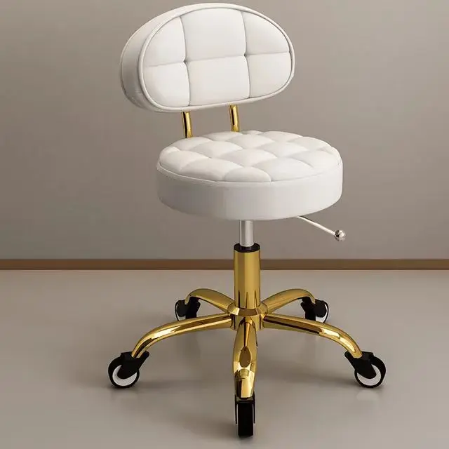 Luxury round Metal Hairdressing Chair with Sliding Stool & Backrest Massage Table for Home Bedroom Hotel Outdoor Use Living Room