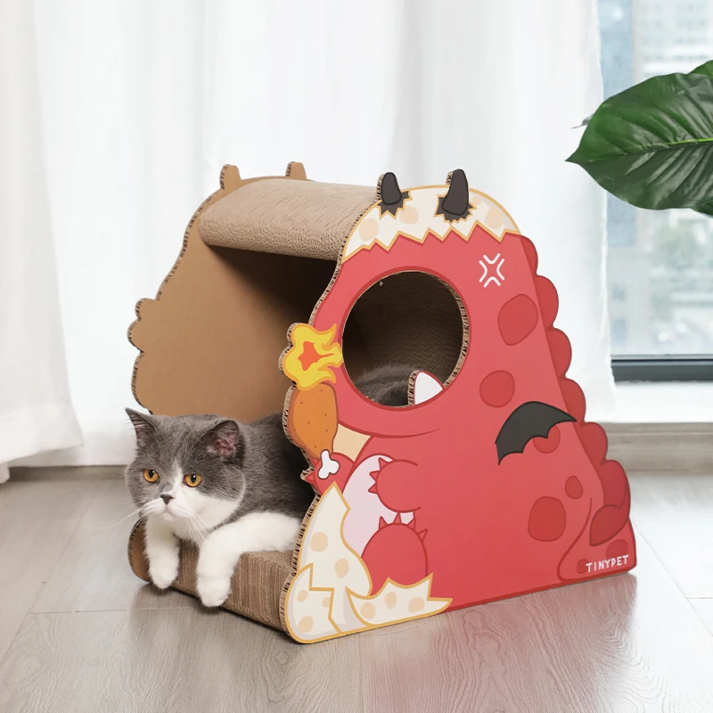 TINYPET Original Design Cat Scratcher Big Size Corrugated Cat Scratch Post Dinosaur Shape Cat Scratch Board