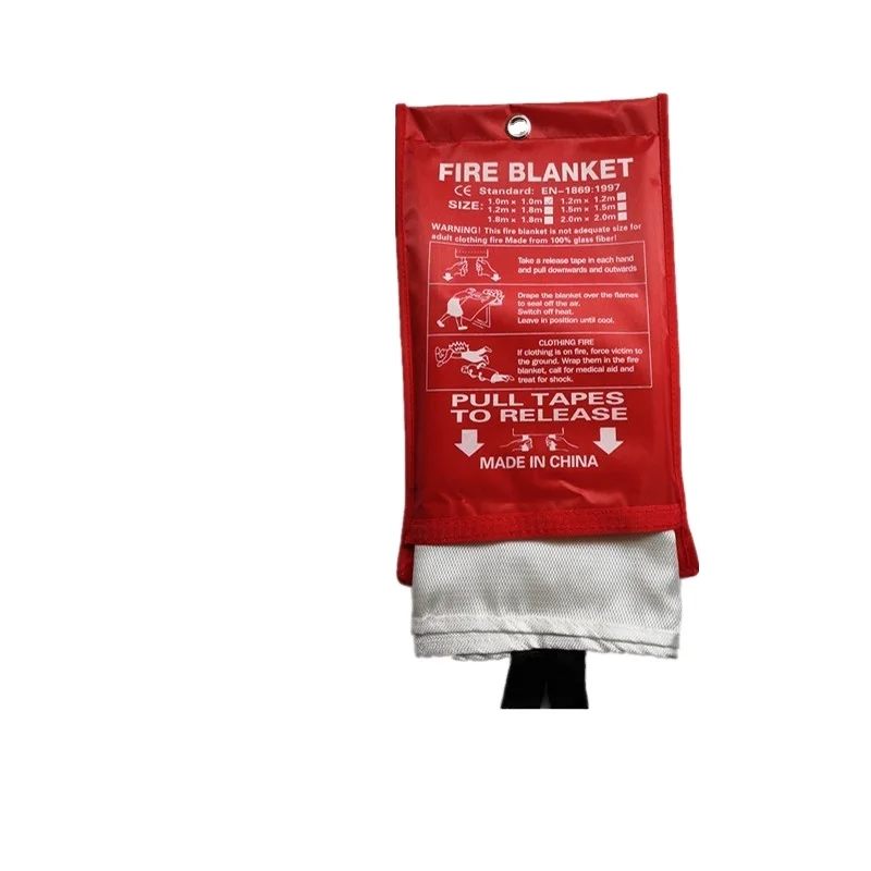 Fireproof Glass Fiber Cloth 550 Red Bag Safety Fire Blanket for Home