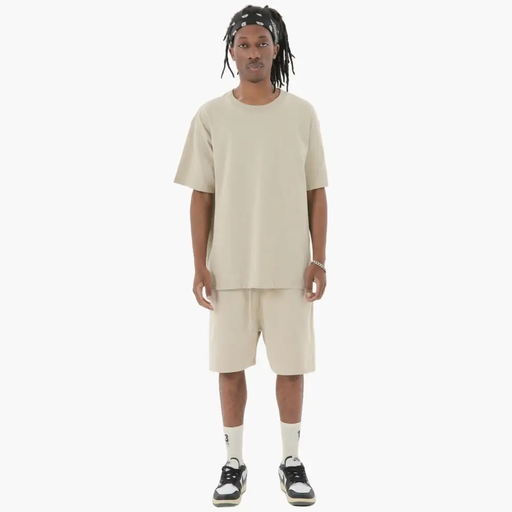 YinglingHot Sale Custom heavy 220gsm thick oversized drop shoulder t-shirt mock neck cotton boxy fit t shirt