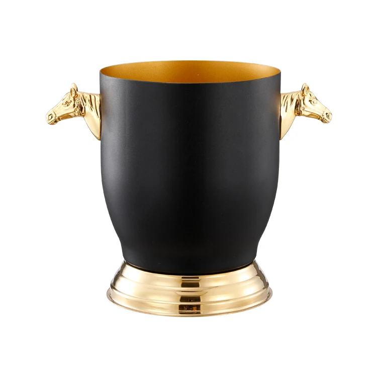 Luxury Black Gold Wine Champagne Holder 5L Halloween Horse Buckets Metal Retro Party Stainless Steel Ice Buckets