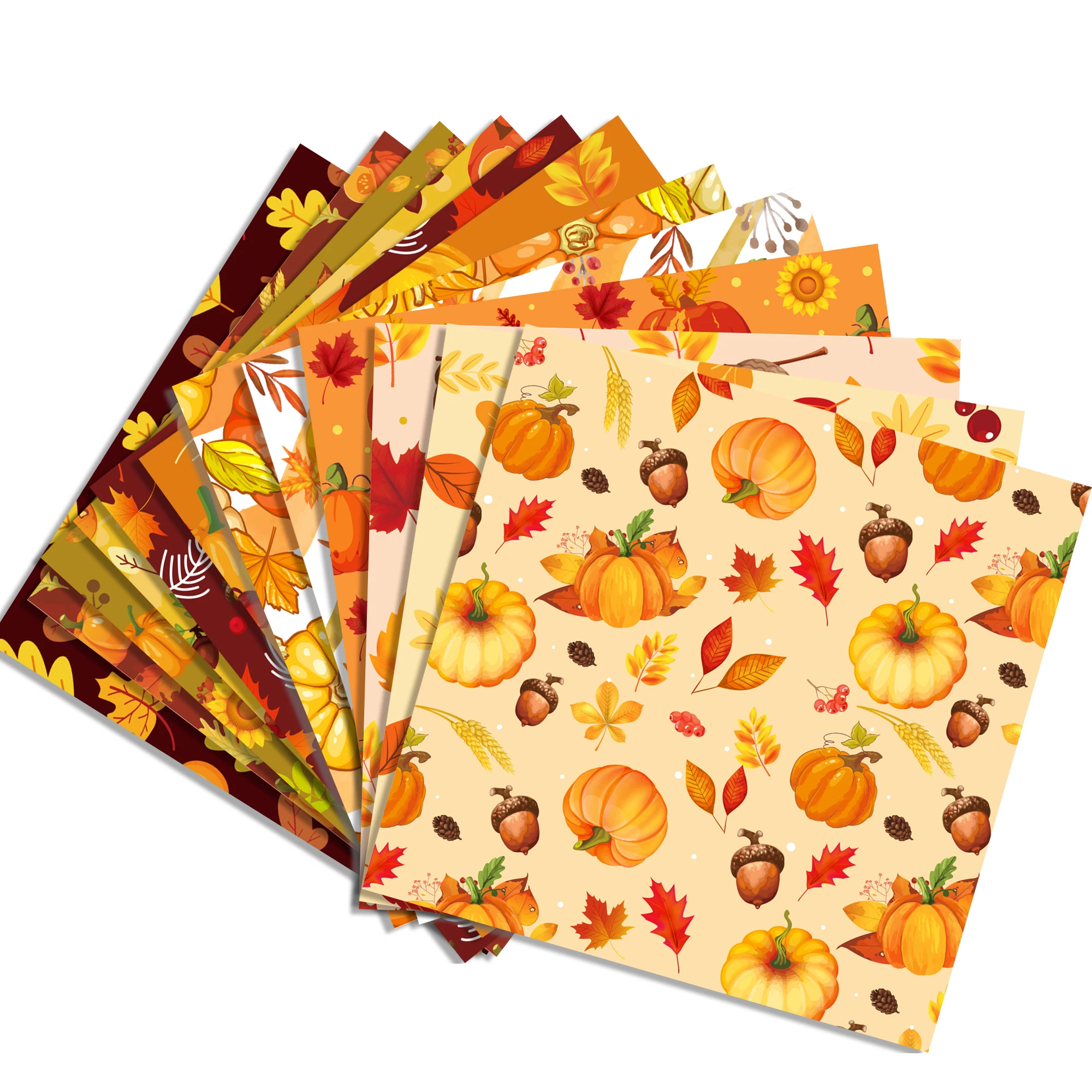 WW011 Thanksgiving Day Hand Account Material Autumn Pumpkin Maple Leaf DIY Decorative Paper Scrapbook Card Making Background