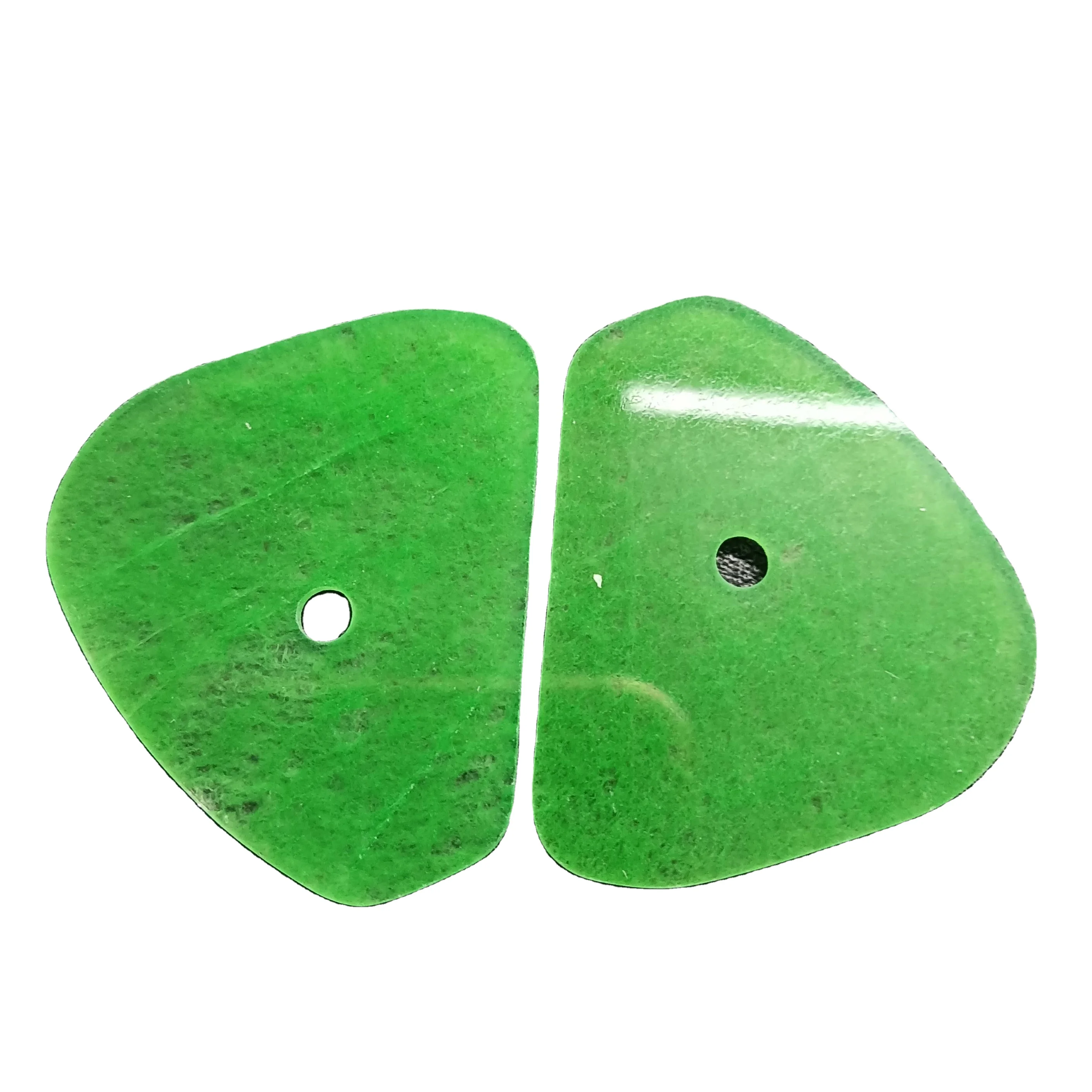 YZ Factory price Jadeite green jade Irregular fancy shape Flat slice cabochon Natural dye Malay Jade for jewelry