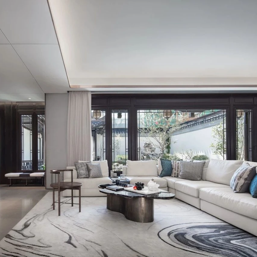 Luxury  living room furniture set  table marble top wooden frame  table