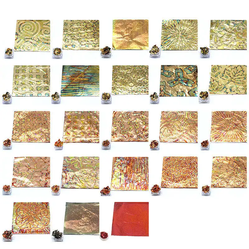 Chinese Hot Selling Product Gold Leaf Sheets Paper  Imitation Variegated Gold Leaf 14*14Cm For Furniture Crafts Deco
