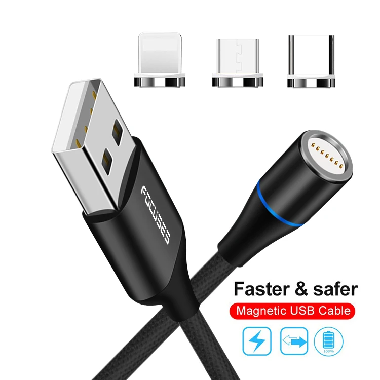 Custom 2 In 1 Usb Data Cable Magnet Mobile Phone Magnetic Charging Cable Magnet LED Cabo Type-C Usb C Magnetic Cable