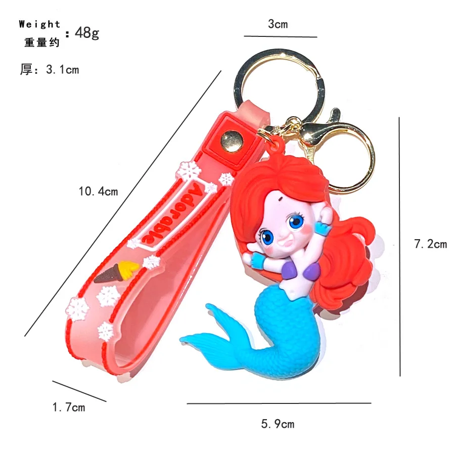Lovely 3D Soft Pvc Doll Pendant Cartoon Cute Mermaid Keychain for Girls