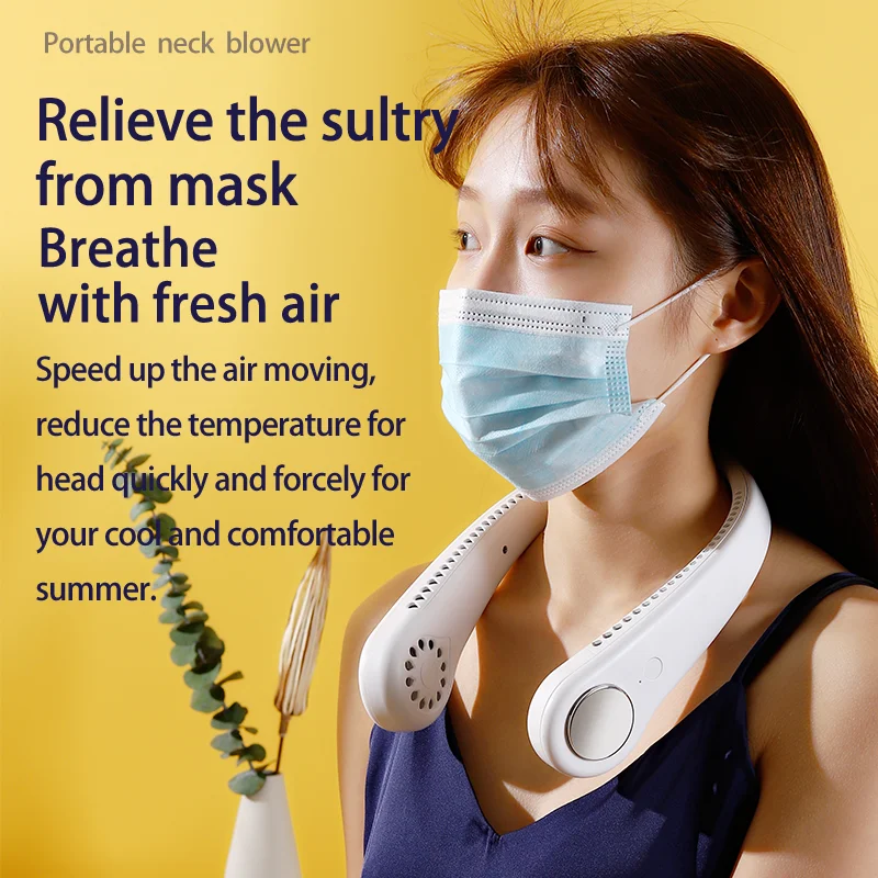 2022 New Arrivals Wearable Usb Portable Cooling Fan Outdoor Rechargeable Sport Mini Neck Fan