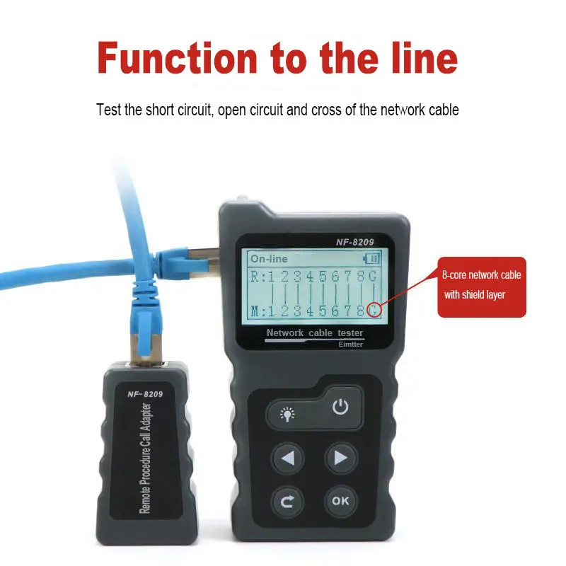 LCD Display Measure Length RJ 45 RJ 11 Bnc Wire Tracker Network Poe Cable Tester NF8209 POE Wire Tracker