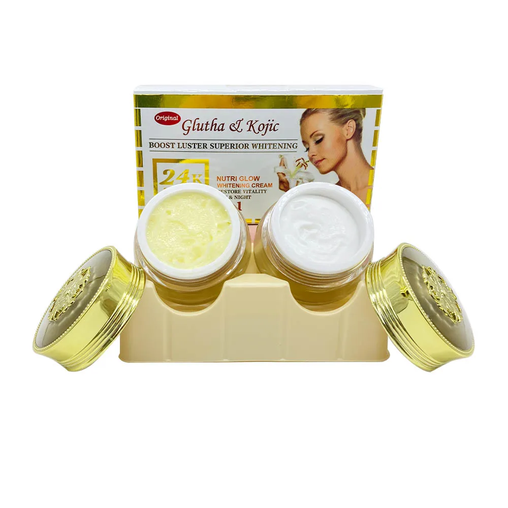 Super Whitening 24K Gold Day and Night Face Beauty Cream Glutathion & Kojic Natural Glowing Skin Best Anti-aging Cream