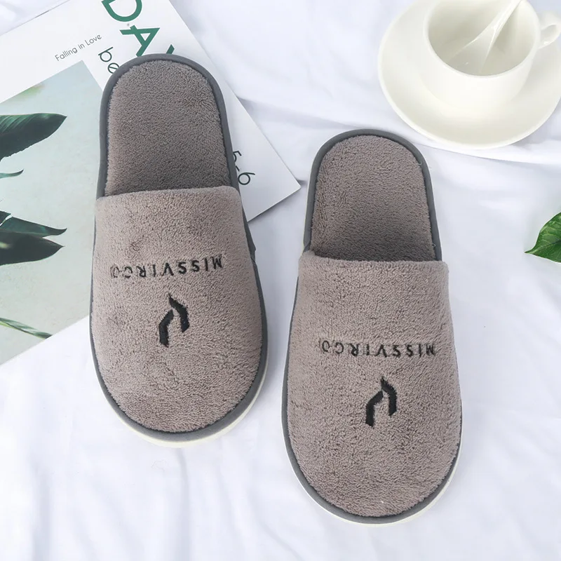Wholesale Velour Hotel Waffle  Custom Bathroom Slippers With Logo Disposable Soft Slipper For Hotel And Spa