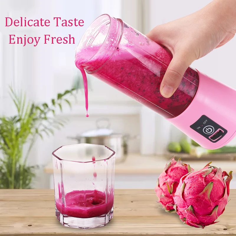 380ml 6 Blades Easy Use Portable blender rechargeable Mini USB electric mixer Smoothie Blender Mixer for kitchen