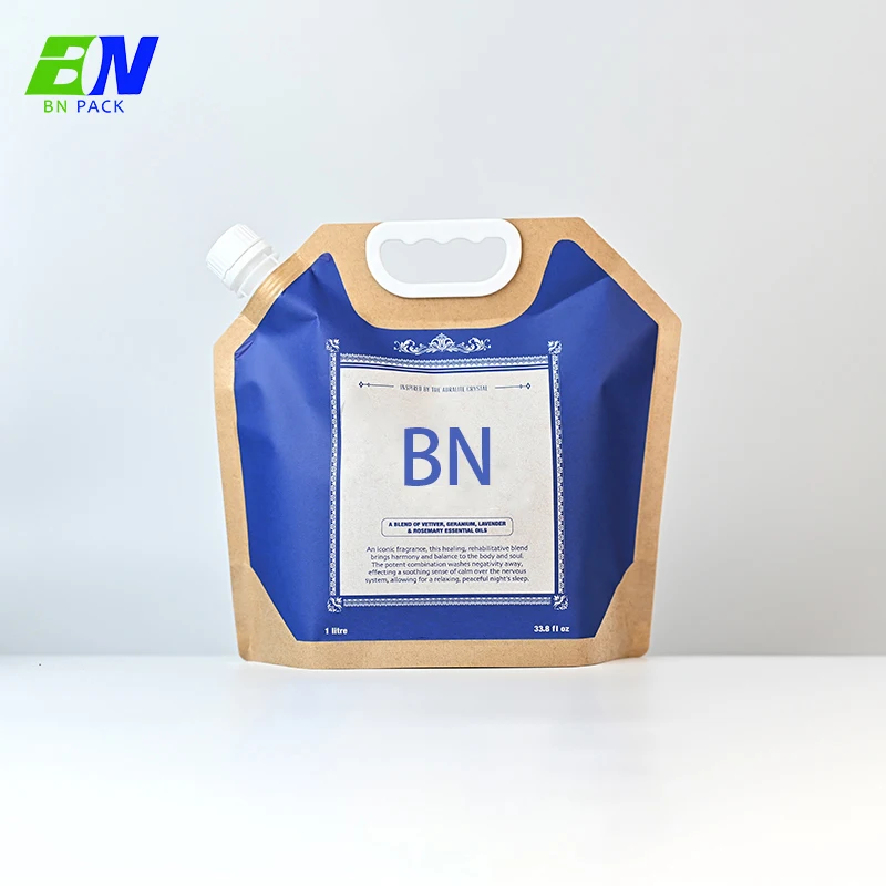 Personal Customize Shaped 1 liter Squeeze Liquid Stand Up Bag Matte Print Label Juice Spout Pouch