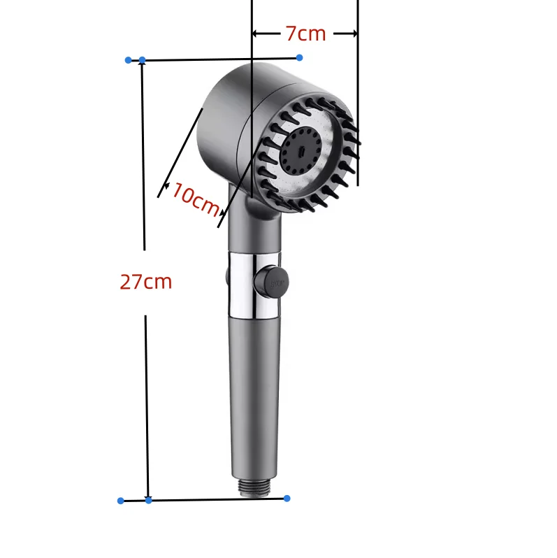 Powerful Pressurized Hand Shower Adjustable Spray Shower Head with Massage Brush Filter Rain Shower  Accessories