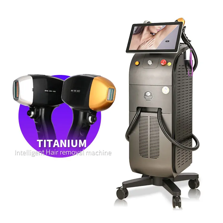 High Power 3500W 3 Wavelengths Ice Titanium Diode Laser 2 Handles 755 808 1064 nm Hair Removal  Machine Free Design
