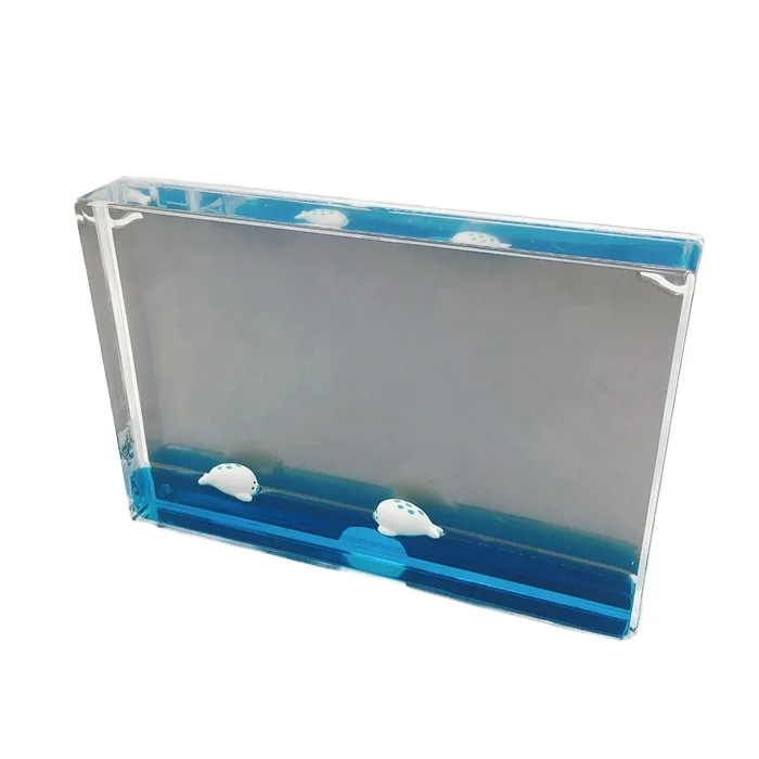 4R aqua picture frame, crystal acrylic liquid photo frame square water block with seal floater for aquarium souvenir gift