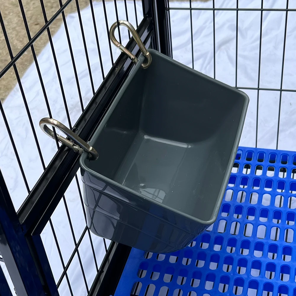 Hanging Fence Feeder Feed Trough and Waterer Bucket with Clips for Goat Chicken Duck Sheeple Dog Piglets Deer Goose Turkeys