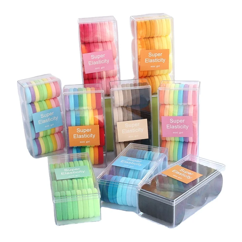 32 pcs/box Simple Useful Elastic Hair Band candy Colorful Hair Ties High Quality Rubber Band for Kids Accessrory Toddler Girls