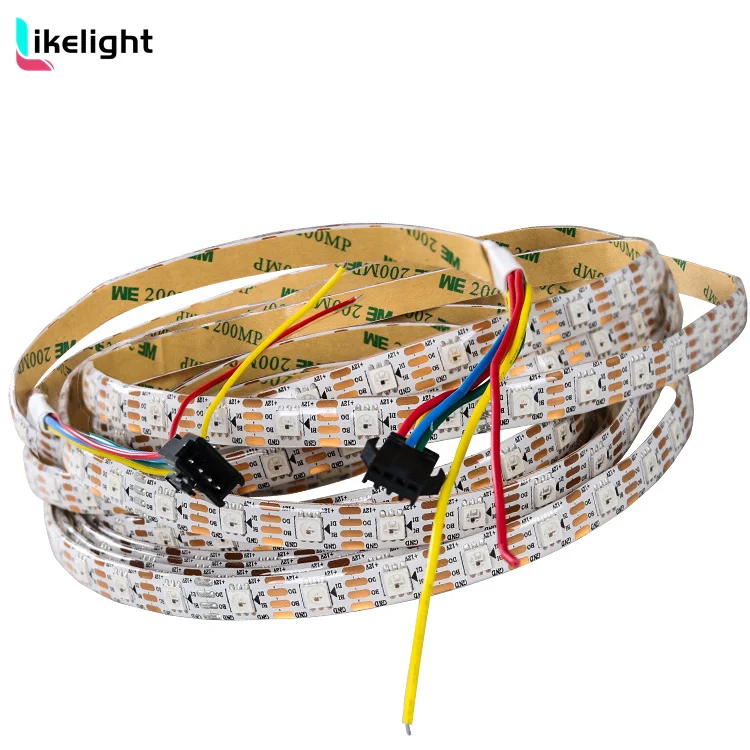 12V WS2815 Pixel LED Strip Light Individually Addressable Dual-Signal Breakpoint Resume Full Color 60 LEDs/m For Home