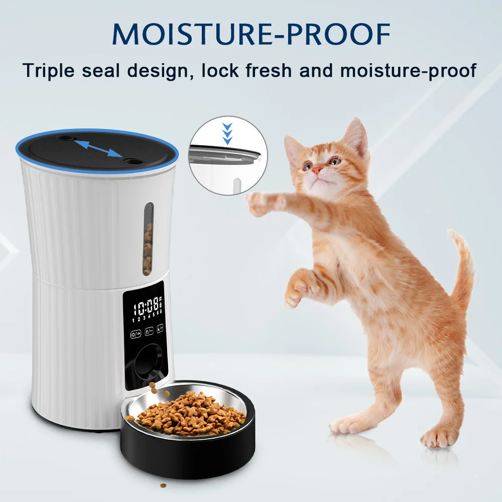 4L Smart Automatic Pet Feeder Dual Power Supply Voice Recorder Timed Quantitative Cat Dog Automatic feeder