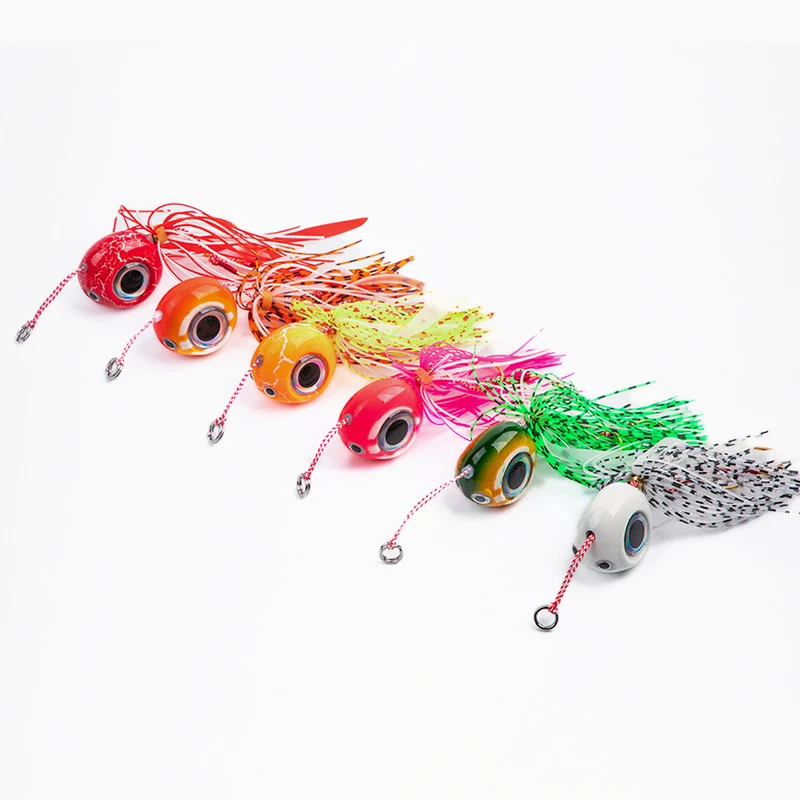 High quality 40g - 120g Sea Inchiku Slider Fishing jigs Luminous Saltwater Kabura snapper jig With Rubbers lure skirts