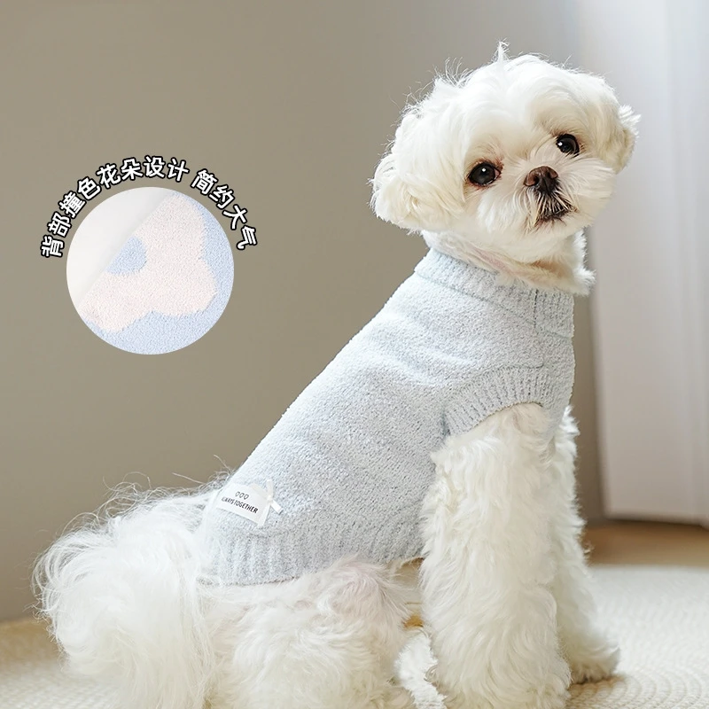 Floral Dog Sweater Thermal Puppy Sweatshirt Dog Winter Clothes for Small Dogs Girl Doggy Pullover Jumper Pet Outfit