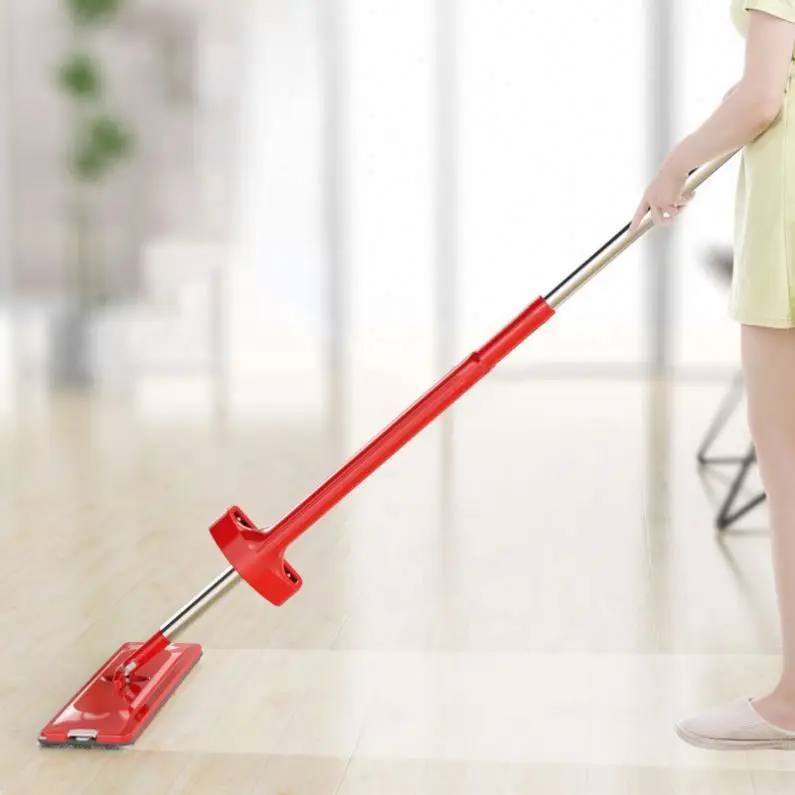 2021 New Design Clean Glass Floor Stainless Steel Tube Silicone Red Flat Mop