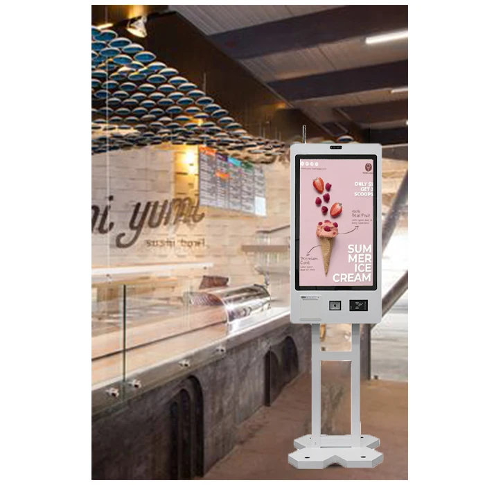 Crtly 21.5' kiosk self service ticket ordering coffee checkout machine payment stand wall mounted kiosk