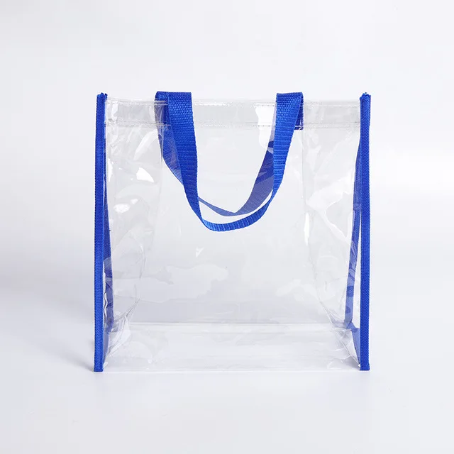 PVC Tote Bag Waterproof Shopping Bag High Transparency Clear Plastic Clear Tote Bag with Non Woven Edge