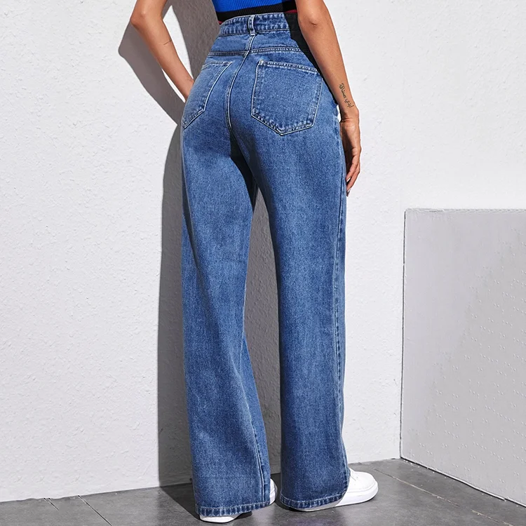 2023 New Arrival Wholesale Custom Women High-Rise Wide Leg Baggy Jeans For Women