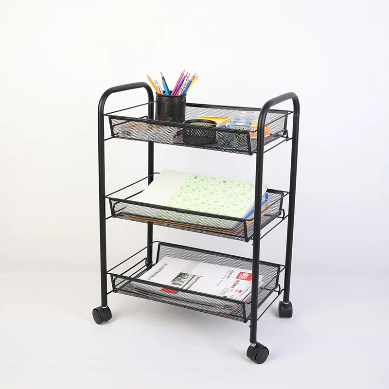 Metal Mesh Handy Trolley Cart 4 Tier Wire Mesh Storage Cart