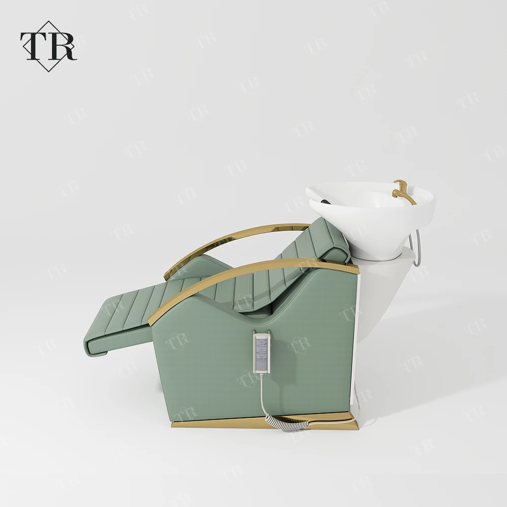 Modern Luxury Green Electric Shampoo Chair Bed With Salon Sink And Chair Shampoo Sink With Chair For Living Room