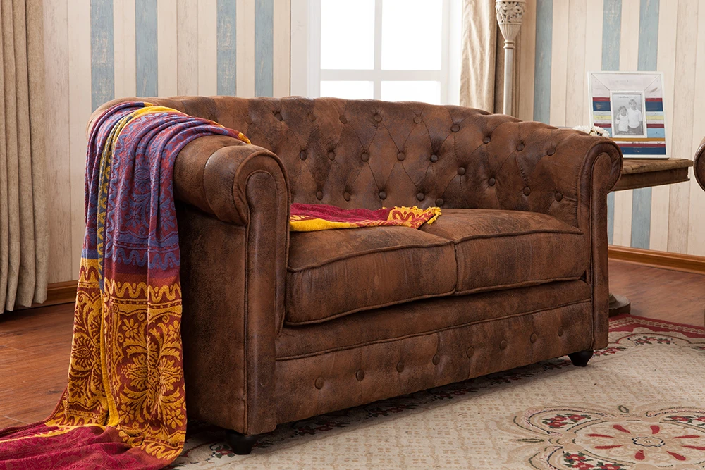 
Mid Century Leather tufted vintage sectinal bulk Chsterfield sofa 
