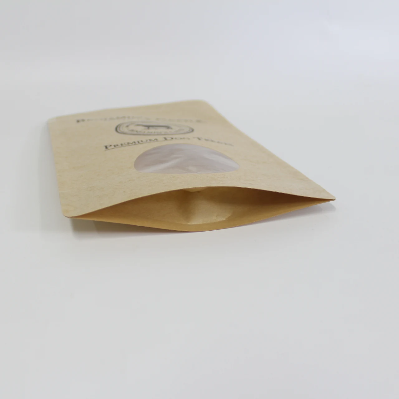 Logo custom printed on both sides pouch food grade kraft paper snack bag with window