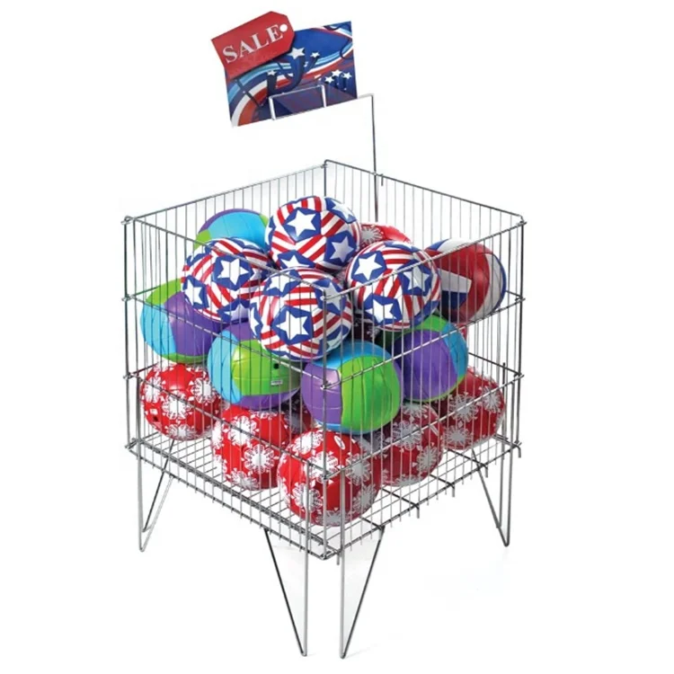 chrome large folding wire dump bin display stand supermarket for retail store