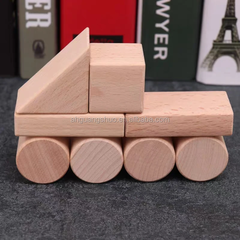 Natural wooden building blocks for children, formaldehyde free