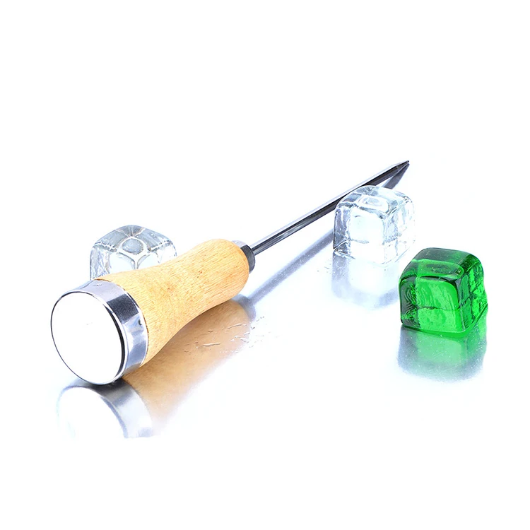 
Wood Stainless Steel Long Ice Cone Chiseled Ice Hockey Refrigerator Deicing Japanese Style Bartending Tools Bar Ice Cube Wine 