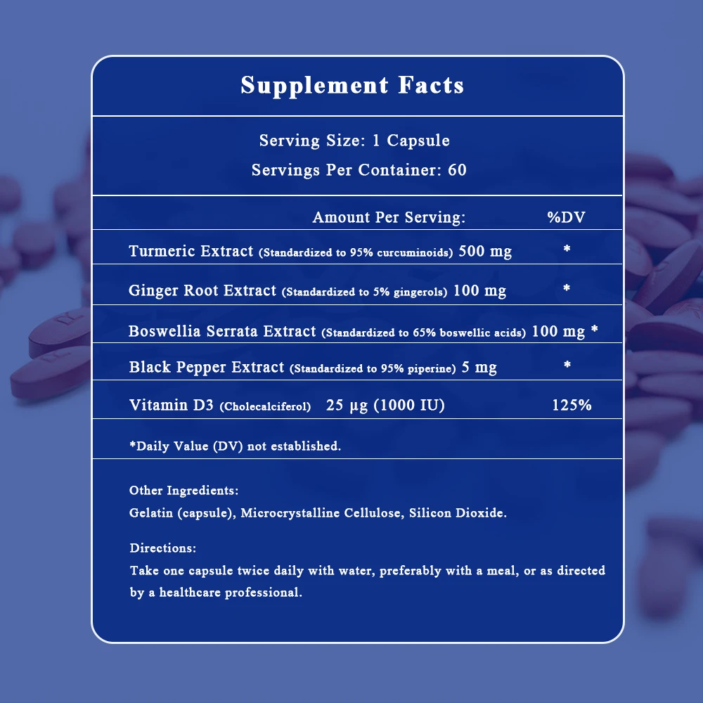 OEM Ginger Extract Turmeric Curcumin Capsules Ginger Bioperine Joint Support Pure Turmeric Curcumin Powder Capsules
