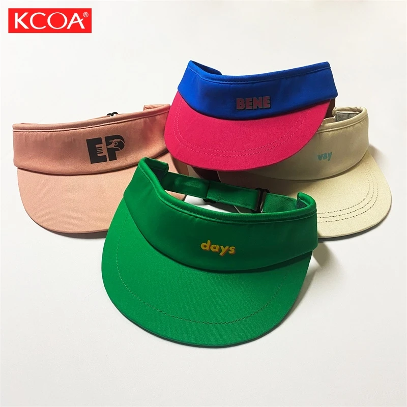 Custom 3D Embroidery Sun Visor Hat Cotton Outdoor Sport Beach Adjustable Sun Cap Visor