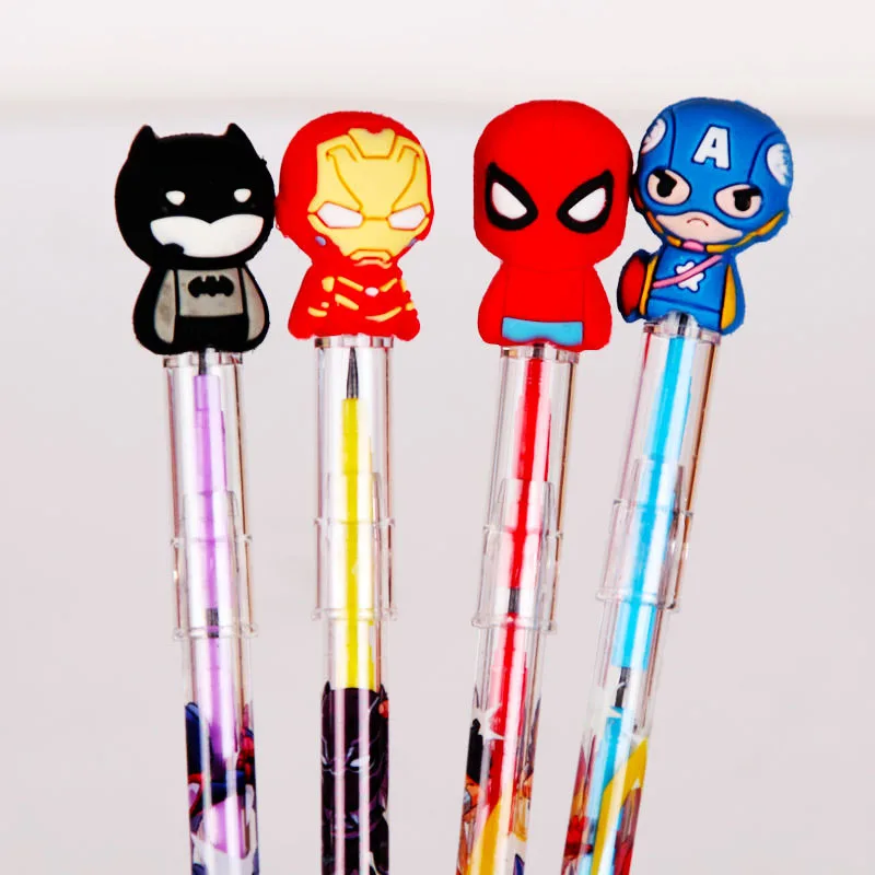 Spiider man Marveel Hero Pencil Student Cartoon Battman Silicone soft doll Bullet Pencil kids stationery