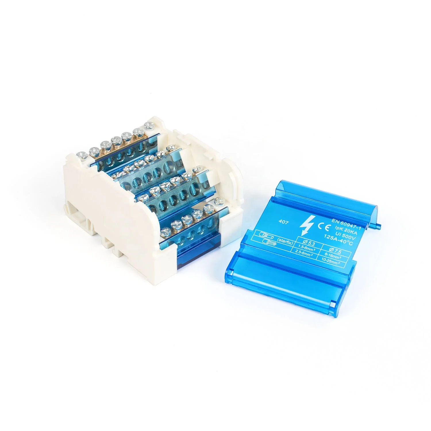 Din Rail Brass Busbar Distribution Terminal Blocks Power Distribution Screw Terminal Blocks