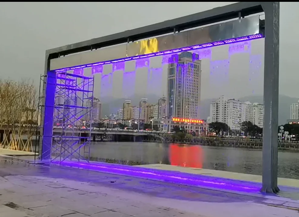 Indoor Outdoor Colorful Pool Wall Waterfall Curtains Digital Water Curtain Water Features For Park Decoration