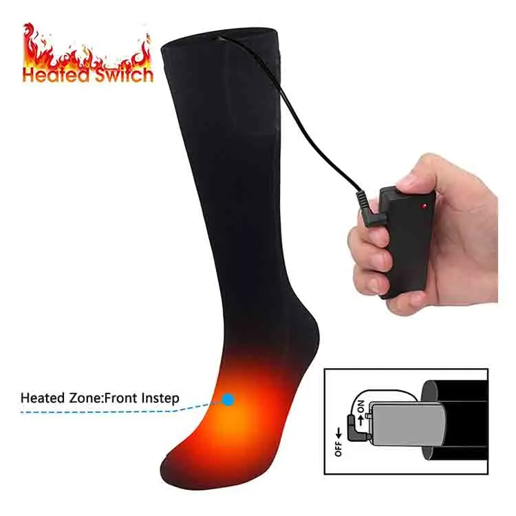 Two batteries Battery Case Outdoor Foot Warm Socks Heated Cotton Socks Sports Ski Socks For Men Women Winter