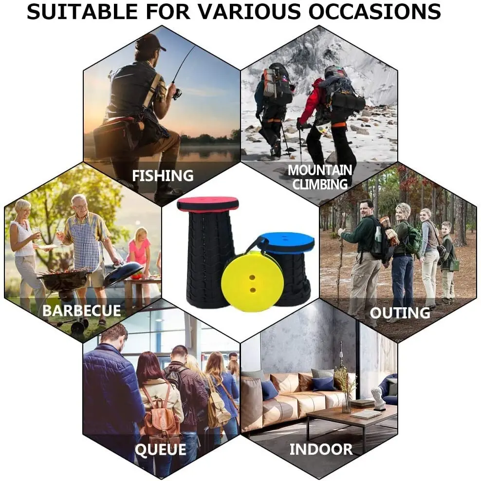 Goalfit 2024 Hot Selling Outdoor Telescope Stool Camping Foldable Lightweight Stool for Fishing Camping Color Box Fashion 20pcs