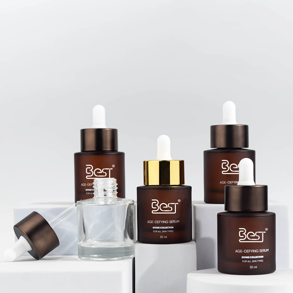 Thick Bottomed Bottle Glass Luxury Eye Essential Oil Glass Bottle Customized Double Wall Dropper 15ML30ML40ML50ML100ML