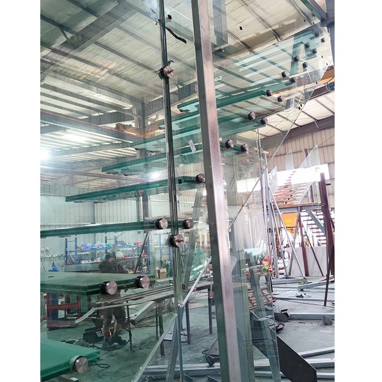 Factory Direct Price Prefab Glass Interior Stair Railing Stainless Steel Handrail Second Floor Indoor Floating Staircase