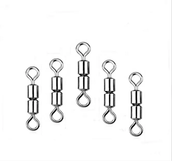 In stock high speed double rolling swivel black silver nickle stainless steel fishing accessory rolling swivels
