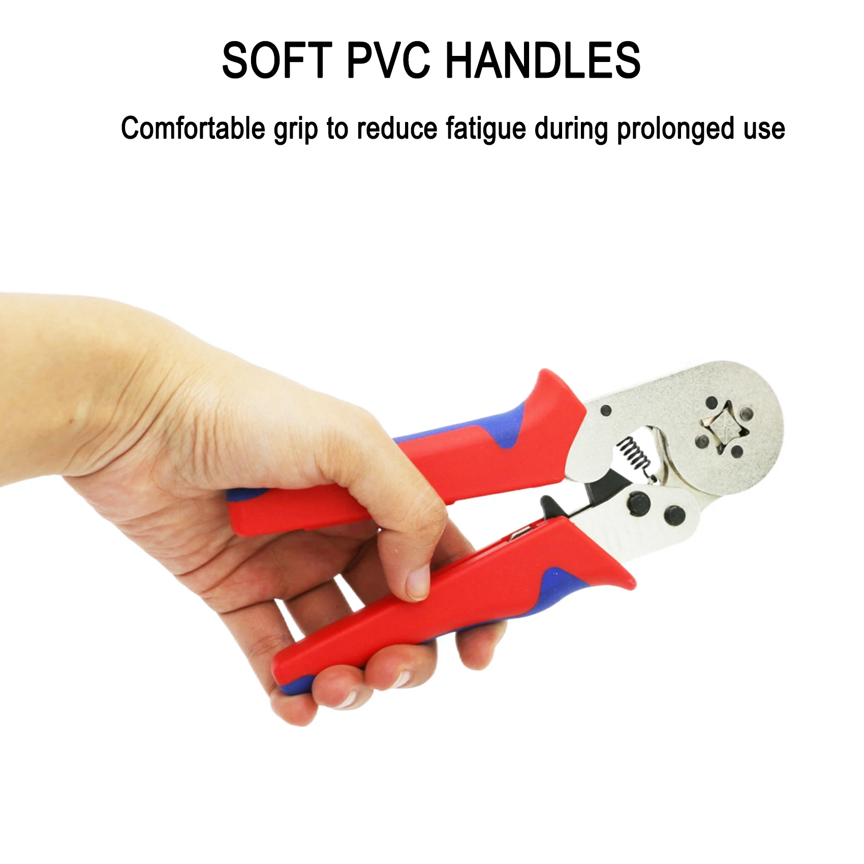 SUGETOOLS Ferrule Crimping Tool 0.25-10mm Awg 23-7 Self-Adjustable Ratchet Crimp Plier