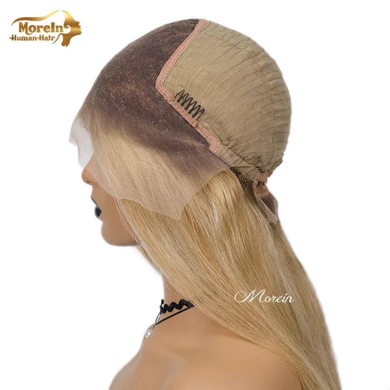 
HD natural pre plucked silk base 27 13x6 100% cheap lace front ombre straight human hair wigs brown blonde highlight wig 