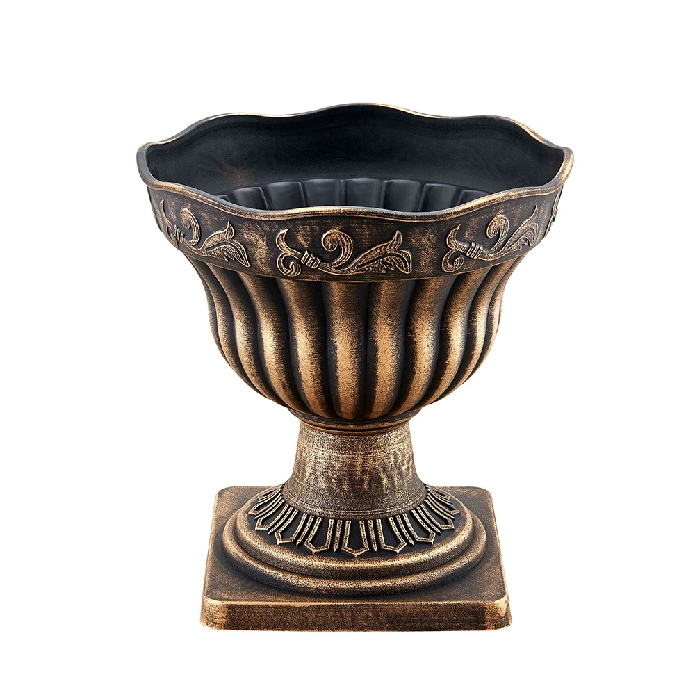 Outdoor garden silver plastic flower pots urn planter wholesale